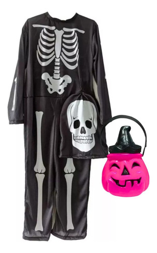 Disfraz Esqueleto  + Calabaza Niños Halloween New Toys