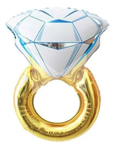 2 Globo Metalizado Anillo Con Diamante 100x63,5cm Apto Helio