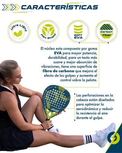 Raqueta Pala Padel Profesional Pbold Superficie De Fibra De Carbono Eva Ultra Light 38mm Grip Tennis Raqueta & Estuche De Transporte Deporte Premium Pro Pure Aero Flex