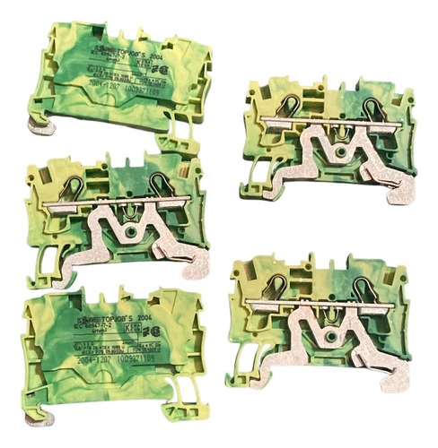 5 Clemas Tierra 2 Contactos Wago 2004-1207 4mm Verde/amarillo (Usado)