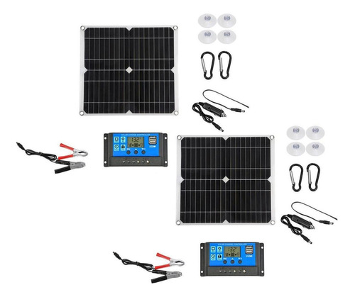 2set 12v Kit De Panel Solar De La Batería Carga Controlador