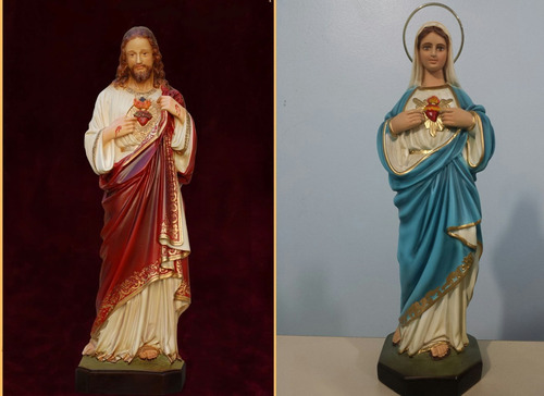 Sagrados Corações De Jesus E Maria, 31 Cm , Pintados 