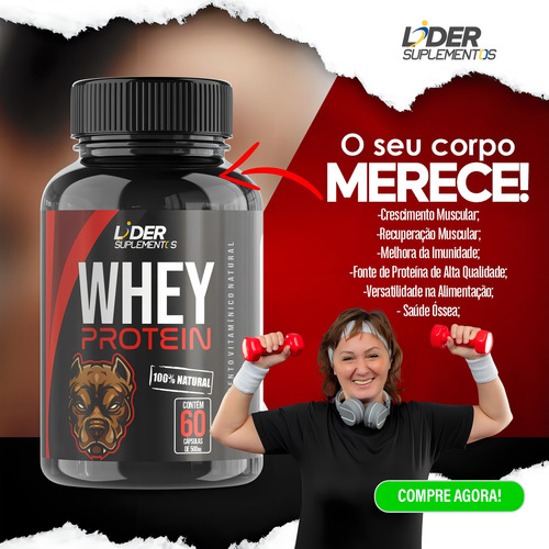 Whey Protein Isolado 500mg 60 Cápsulas Kit Com 4 Potes Sabor Neutro