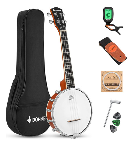 Donner Banjolele - Kit De Ukelele Banjo De 4 Cuerdas Para Ad