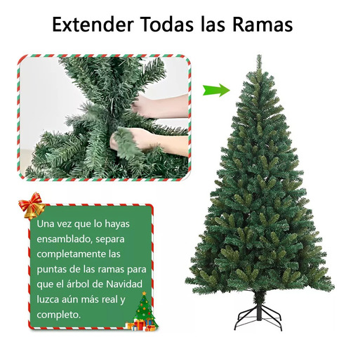Árbol De Navidad Frondoso Cm-top 2.10 M Con 1200 Ramas Color