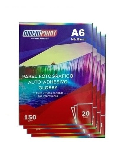 Papel Fotografico Glossy Adhesivo 150g A6 (20hojas) X 10pack