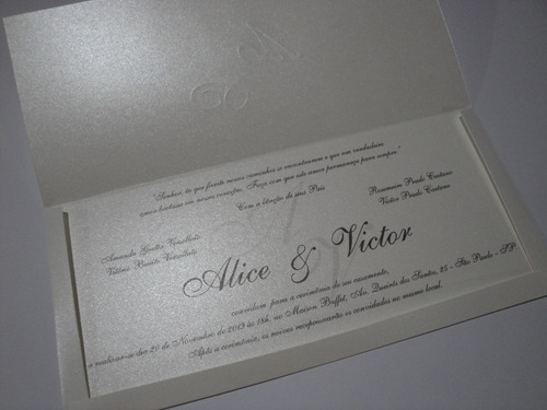 Imagem 7 de 7 de Convite Personalizado Envelope Perolado Iniciais 25 Unid.