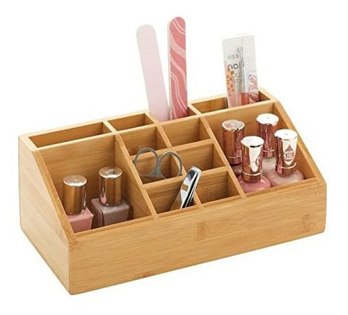 Organizador De Maquillaje De Bambu Grande 12 Divisiones