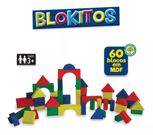 Brinquedo para Montar Blokitos de Madeira 26 Peças Pais e Filhos