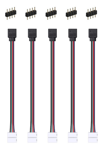 Imagen 1 de 4 de Kit 5pz - Cable Conector Tiras Led A Pines - Rgb Multicolor