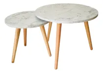 Comprar Set Mesa De Arrime Nido Ratona Redonda X2 Mdf Carrara