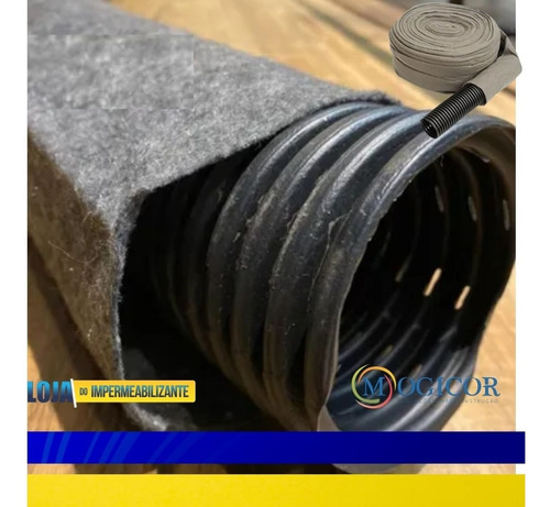 Imagem 3 de 7 de Kit Tubo Drenagem 100mm + Camisa Geotextil Dreno 50 Metros