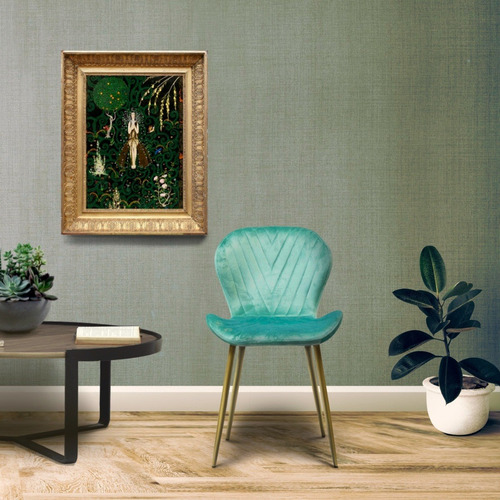 Imagen 2 de 6 de Silla De Comedor Velvet Terciopelo Patas Doradas