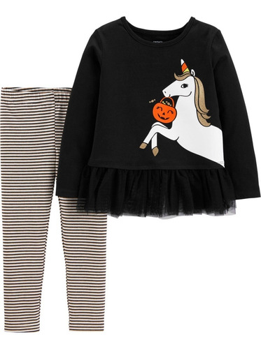 Set Conjunto Carters Halloween Blusa Peplum C Tutu Y Legging