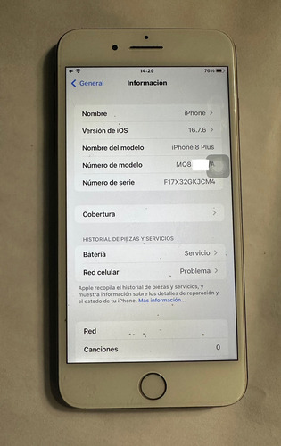 Iphone 8 Plus 64 (detalles Descripción) Funcionando Negro Y Blanco (Usado)