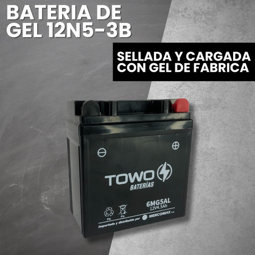 Bateria De Gel Towo Para Moto 12n5-3b 12v 4.5ah Tuamoto