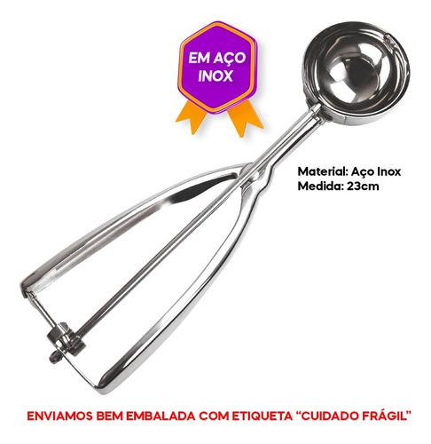 Colher Pegador De Sorvete Inox Bola Com Ejetor Profissional