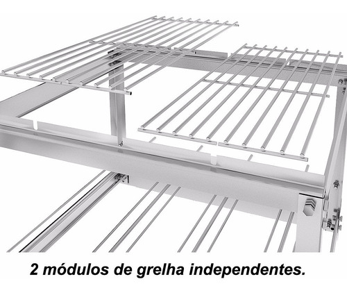 Gira Grill Churrasqueira Inox 4 Espetos + 3 Grelhas + Brinde