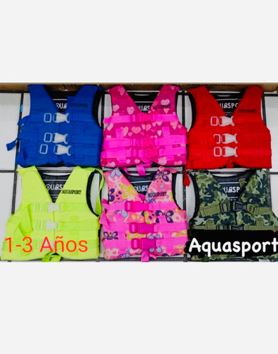 Chaleco Salvavidas Aquasport Con Broches Ajustables 1 A 3 Añ