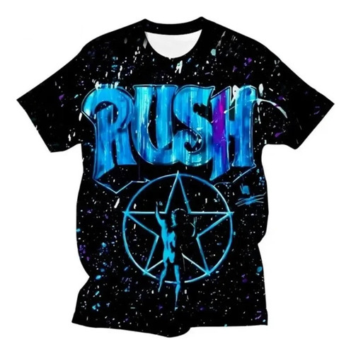 Ax Camiseta Casual Estampada De La Banda De Rock 3d Rush