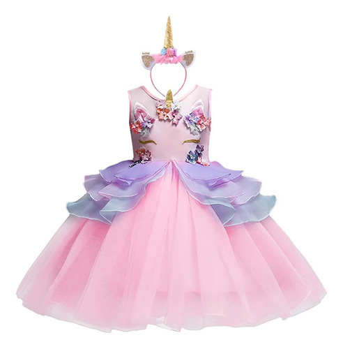 Newepie Niñas Unicornio Trajes Princesa Cumpleaños Vestido