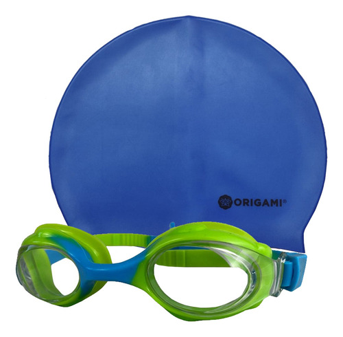 Kit Antiparras Natacion Niños Origami + Gorra Silicona Jr