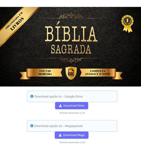 Imagem 1 de 3 de Bíblia Narrada Cid Moreira Completa Mp3 Digital Link