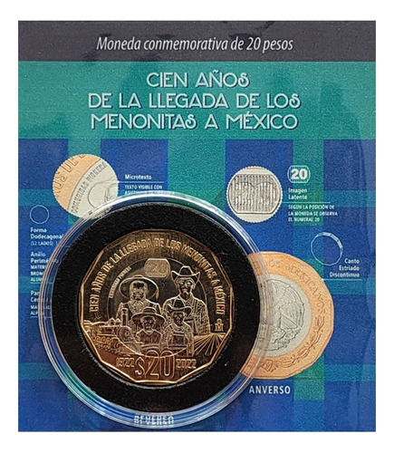 Blister 20 Pesos 100 Años De La Llegada De Los Menonitas