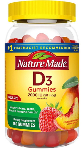 Gomitas Vitamina D3 2000iu 50mcg Salud Total Nature Made Sabor Frutos