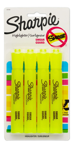 Paquete De 4 Marcadores Iluminadores Sharpie Punta Cincel