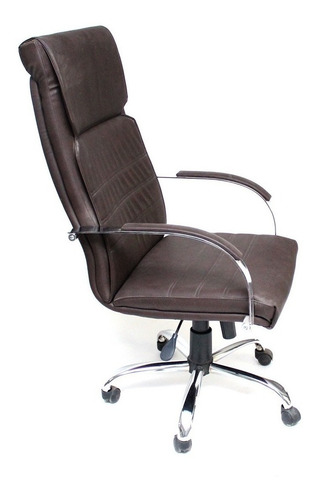 Imagen 1 de 1 de Silla de escritorio JMI Milano alto cromado ergonómica  marrón con tapizado de cuero sintético