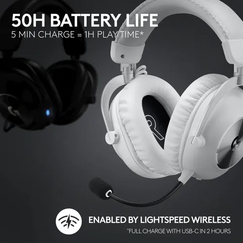 Headset Logitech Pro X2 Lightspeed Graphene 50mm Branco