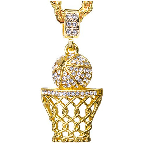 Oro 14k Colgante De Mini Deportes Chapado Baloncesto Ll...