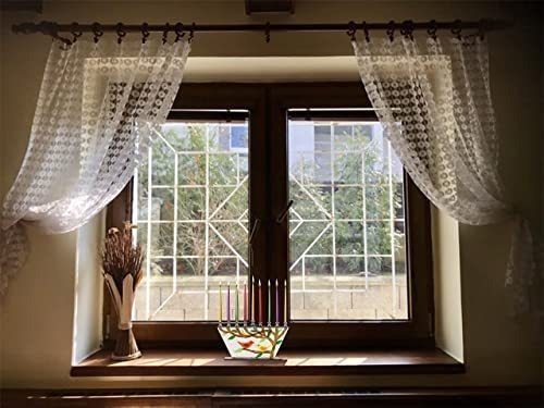 Imagen 5 de 5 de Ner Mitzvah Glass Hanukkah Menorah - Birds, Tree Of Life Men