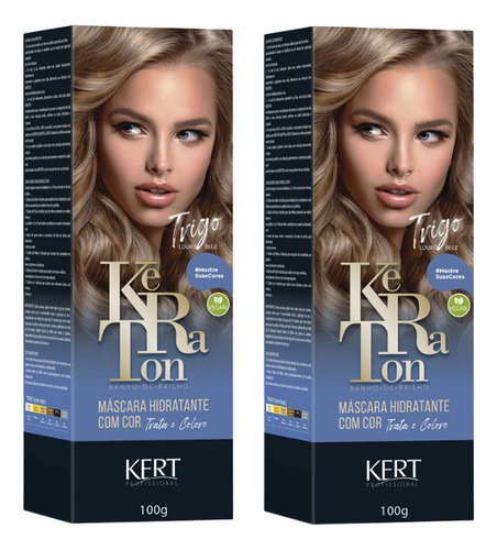 Coloração Keraton Banho De Brilho Trigo Louro Bege-kit C/2un