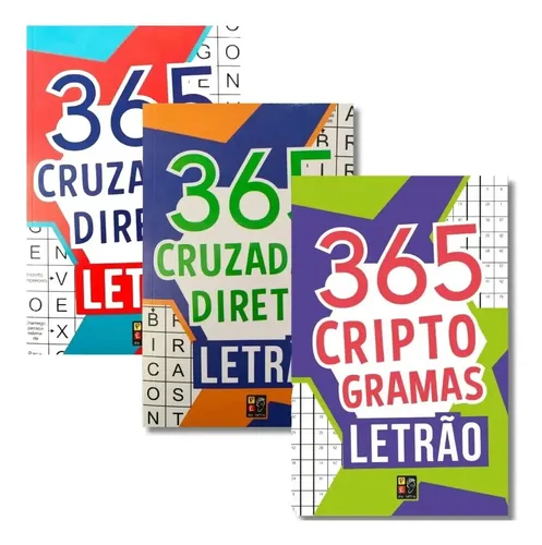 Kit 3 Livros | 365 Palavras Cruzadas Diretas + 365 Criptogra