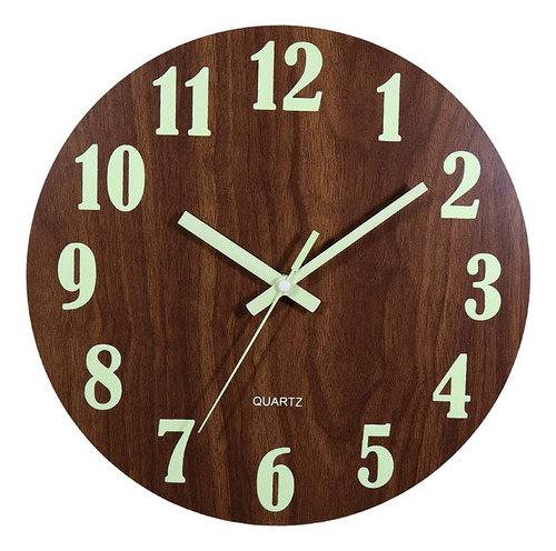 Reloj De Pared Luminoso De Madera De 12 Pulgadas Para Interi