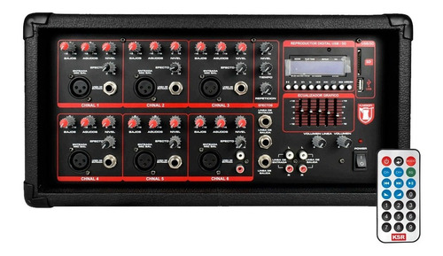 Mezcladora Amplificada Consola Ksr De 6 Canales Mix-2306