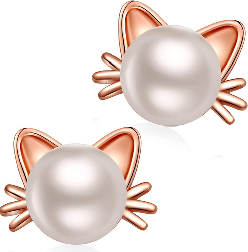 Pendientes De Gato Pendientes De Tuerca De Perlas De Gato Pa