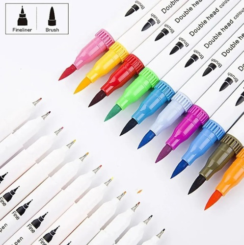 Kit 36 Brush Pen Caneta Duas Pontas Para Lettering Canetinha