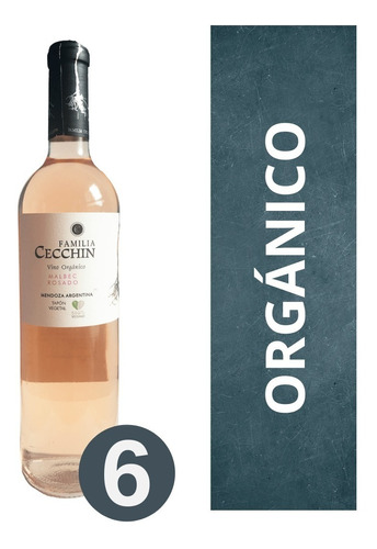 Imagen 1 de 10 de Vino Orgánico Malbec Rosé Bodega Familia Cecchin 6 X 750 Cc