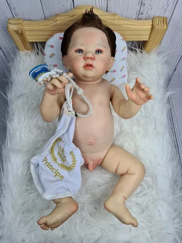 Bebê Reborn Menino Kit Abigail Para Banho Cabelo Fio A Fio no Shoptime