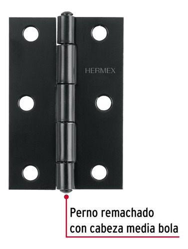 Bisagra Rectangular 3' Negra, Hermex . Caja Con 20 Pzas.