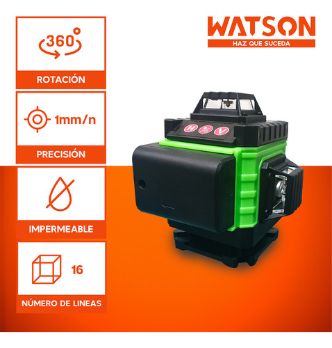 Nivel Láser 16 Líneas Watson Auto + 2 Baterías + Trípode