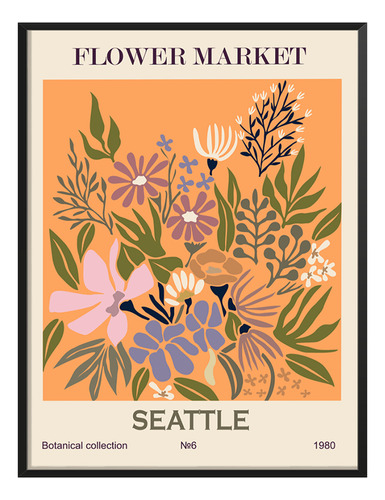 Cuadro Flores Seattle Flower Market Sala Comedor C/ Marco