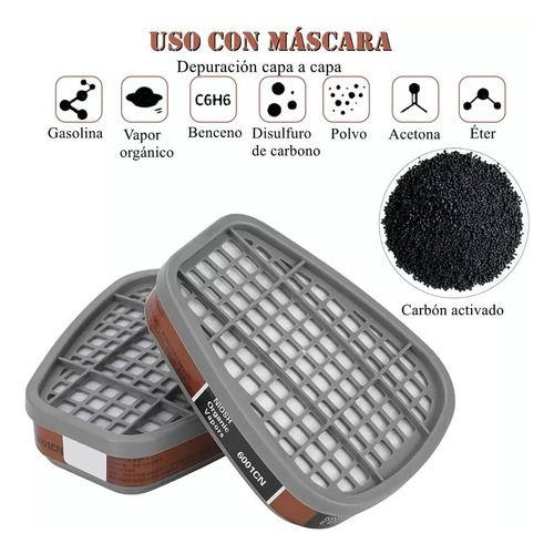 Máscara De Gas Respiración De Care Completa Con Filtro 6001