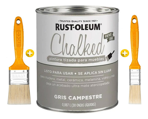 Gris Campestre Esmalte Sintetico Chalked Rust Oleum + Pincel