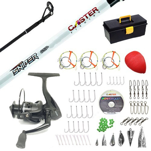 Kit Pesca Reel Frontal + Caña 2.70m + Caja + Accesorios Rio