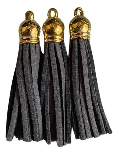 Pingente Tassel De Camurça 5cm Mf-47 Cinza Chumbo 8 Un - Kit