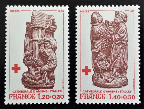 Francia Arte, Serie Yv 2116a-17a Cruz Roja 1980 Mint L15093